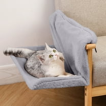 DAMAI Hanging Cat Radiator Bed Foldable Warm Fleece Beds, Cat Puppy Cradle Hammock Hanging Cat Hammock, Foldable Metal Frame, Machine Washable Cover, Gray