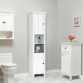 thumbnail image 3 of LuxenHome White MDF Wood 67-Inch Tall Tower Bathroom Linen Cabinet, 3 of 11