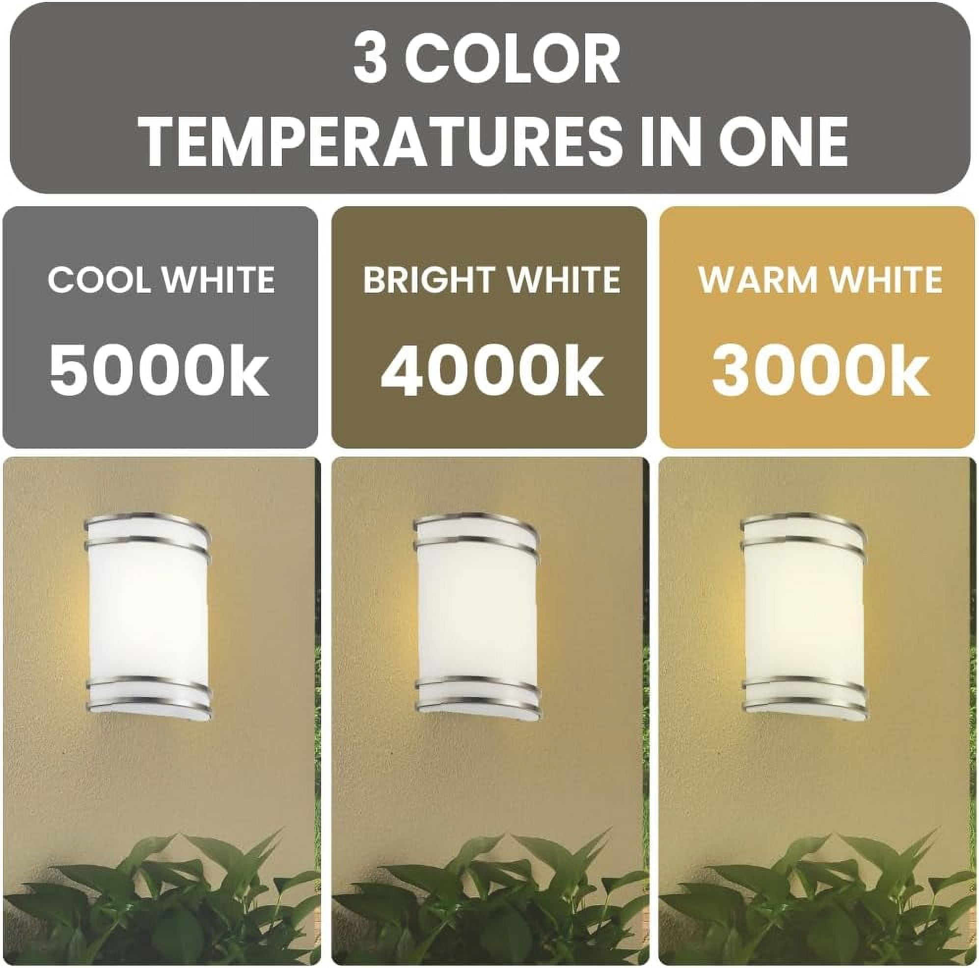 Wall Sconce Brushed Nickel 3CCT (3000K/4000K/5000K) Adjustable, Dimmable 12W Modern Wall Mounted Sconces Wall Lighting with Glass Shade for Bedroom, Stairway, Bathrooms, Hallways & Entryways (2 Pack)
