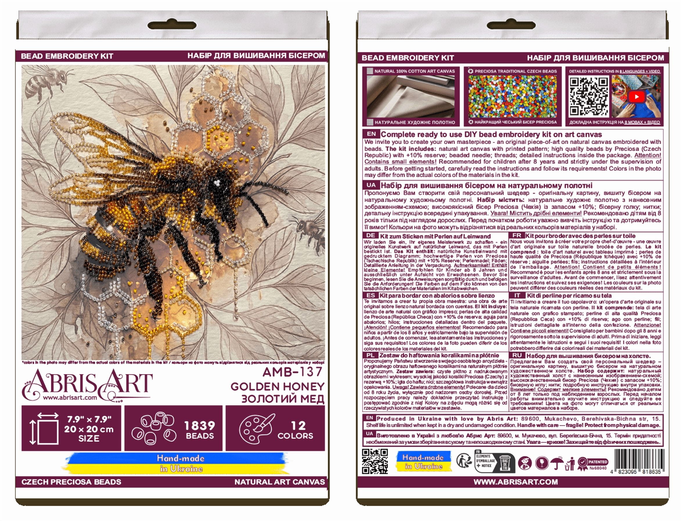 Bead embroidery kit - Golden honey AMB-137