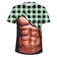 thumbnail image 4 of Jinhomg Mens Funny Party Tops Novelty Funny 3D Muscle Plaid Print T-Shirts Big and Tall Comfy Short Sleeve Crew Neck Tees 2025 Fashion Tops 90 Percent off Clearance Sale White XXXXL, 4 of 5