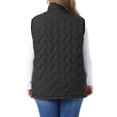 thumbnail image 3 of Agnes Orinda Women's Plus Size Quilted Puffer Vest Stand Collar Sleeveless Zip‑Up Gilet Lightweight Warm Casual Outerwear with Pockets 1X Black, 3 of 6
