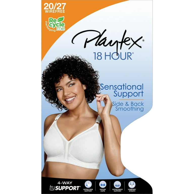 Playtex 18 Hour Sensational Support Wireless Full-Coverage Bra for Full  Figures White 40DD Women's
