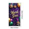 thumbnail image 3 of LUUFILx Mardi Gras Party Banner Decorations Feather Mask Backdrop for Celebration Photography Props Carnival Event Supplies Festive Green Purple Theme Decor, 3 of 8