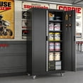 thumbnail image 4 of Metal Garage Storage Cabinet with Wheels and Pegboard, 71" x 34" x 18" Lockable Rolling Cabinet with 5 Adjustable Shelves and Door for Garage, Office, Kitchen, Assembly Required, 4 of 5