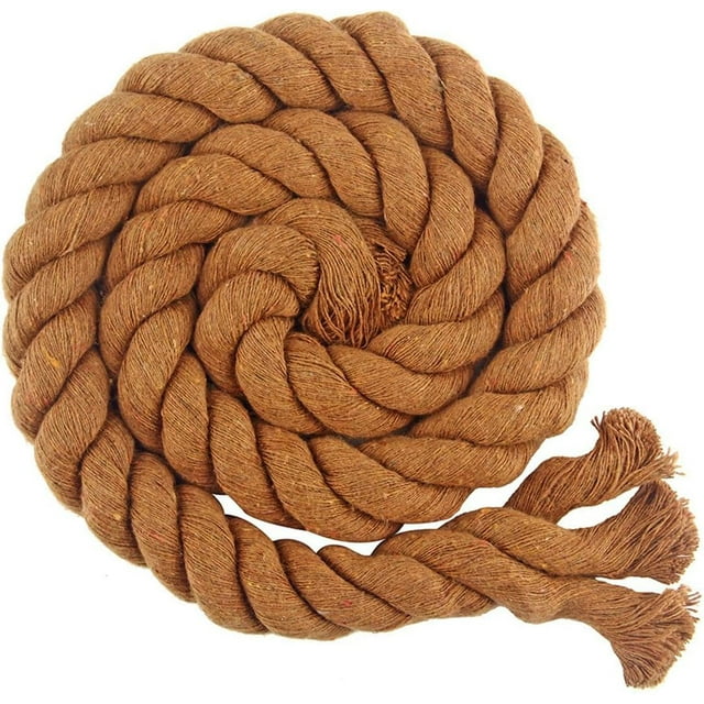 Yazoeia 3.28 Yards Natural Twisted Cotton Rope, Macrame Cord Natural Cotton Rope, 3 Strand Solid Colors Braided Cotton String for Craft Knitting Thread Wall Hanging and DIY Crafts, 20mm