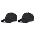 thumbnail image 1 of Guardurnaity Gorra de béisbol de algodón para exteriores, informal, de Color sólido, cúpula para hombres y mujeres, a prueba de sol, deporte, Negro 2piezas, 1 of 6
