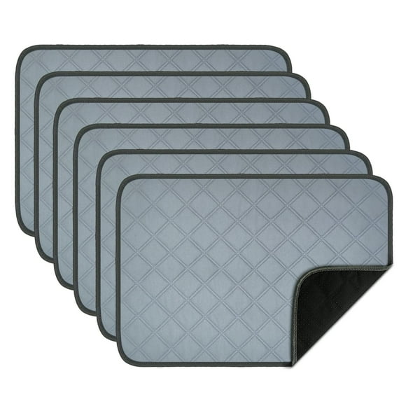 RIOUSSI Washable Pee Pads for Dogs, Reusable, Absorbent, Leakproof, Non Slip Pet Puppy Pads for Potty Training. Light Gray, 20x28 Inch(6pack)