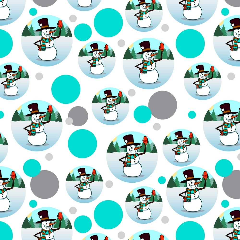 Snowman Waving Christmas Holiday Premium Gift Wrap Wrapping Paper Roll