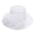 thumbnail image 3 of CHENge Women's Organza Derby Hat Flower Wide Brim Fascinator Sun Hats for Women Wedding Tea Party Fancy Hat, 3 of 4