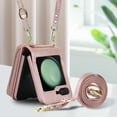 thumbnail image 7 of Dteck Crossbody Wallet Case for Samsung Galaxy Z Flip 6, Zipper Pocket Case with Card Holder, PU Leather RFID Blocking Protective Cover Case with Kickstand Detachable Wrist Strap Lanyard,Rosegold, 7 of 7