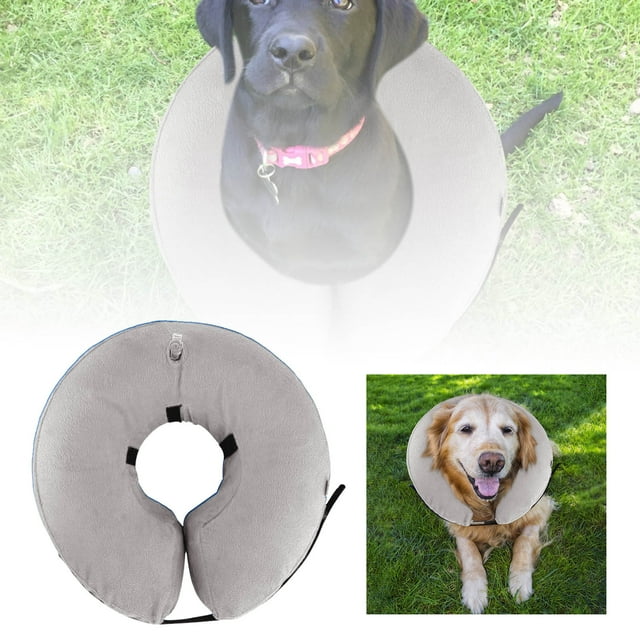 Collier Gonflable pour Chien Collier de Récupération Gonflable pour Chien Collier pour Animal de Compagnie Collier Confortable Adapté pour et Léchage après pour Chiens Moyens et Grands Gris