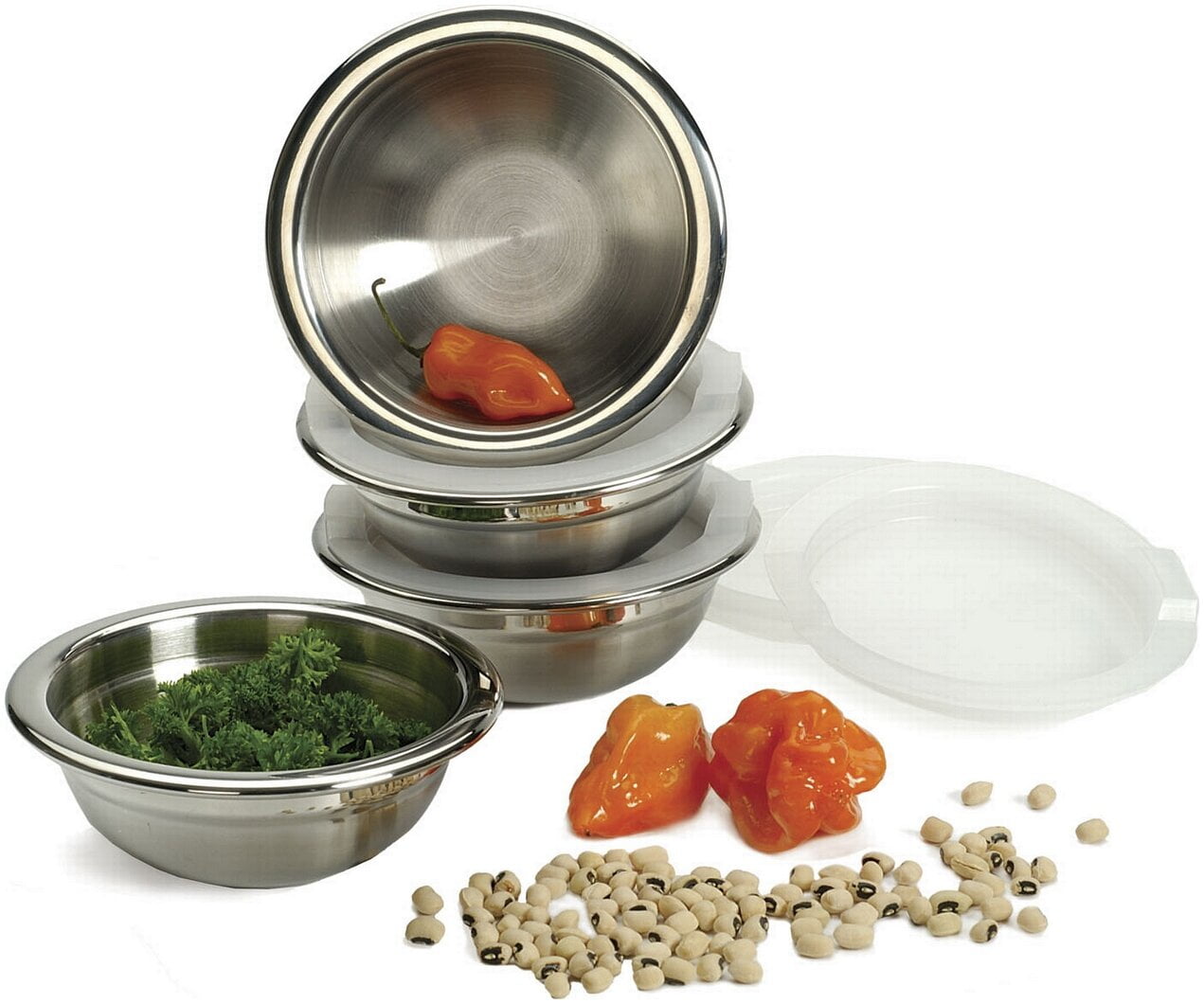 RSVP Endurance Stainless Steel Prep Bowls and Lids Set
