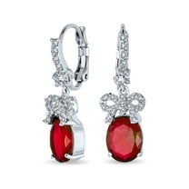 Bling Jewelry Womens Holiday Bridal Vintage Dangle Chandelier Earrings with CZ Gemstone Ribbon Bow