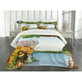 thumbnail image 3 of Ambesonne Cartoon Quilted Bedspread Set 3 Pcs, Cartoon Animals Funny, King Size, Multicolor, 3 of 5
