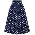 thumbnail image 2 of Royal Blue Ruched High Waisted Polka Dot Brunch Skirt for Women Maxi Long Midi Knee Length Loose Fit Skirts Women 2025 Clothes S, 2 of 3