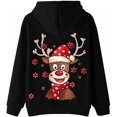 thumbnail image 3 of Womens' Christmas Oversize Pullover Sweatshirt Oversize Pullover Hoodies Pocket Long Sleeve Christmas Print Sweatshirts Drawstring Tops Christmas Gift on Clearance, 3 of 4