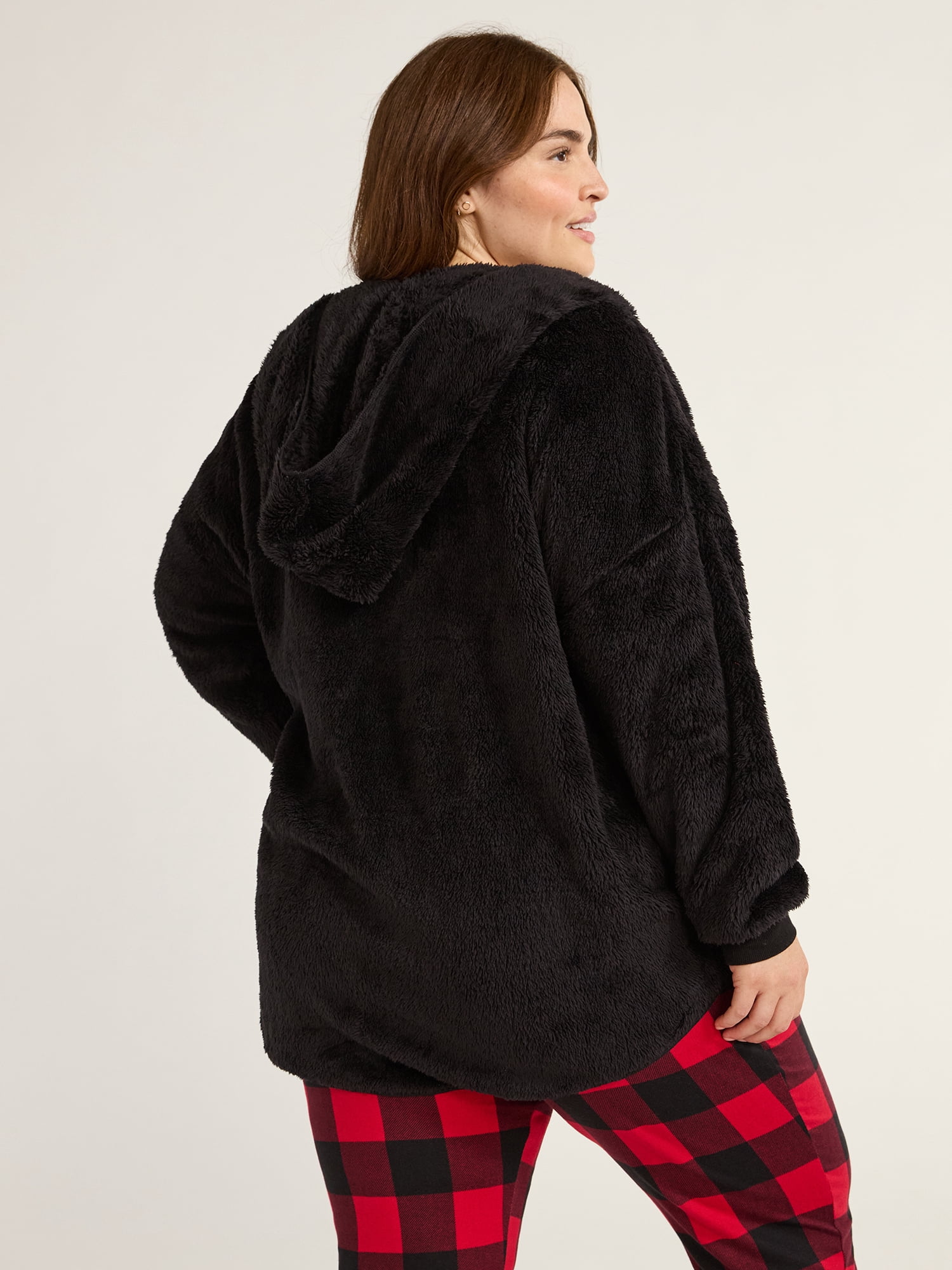 Joyspun Women's Plush Sleep Cardigan, Sizes XS-3XL