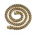 thumbnail image 3 of 6mm-10mm Men's Miami Cuban Link Chain Necklace 18K Gold Plated Stainless Steel, 3 of 6