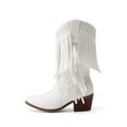 thumbnail image 2 of Botas de Vaquera para Niñas DREAM PAIRS con Flecos y Estrellas Blancas Talla 2, 2 of 6