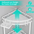 thumbnail image 3 of Carrito de ducha HaPirm Standing Corner de 3 niveles, blanco con soporte para jabón, 3 of 7