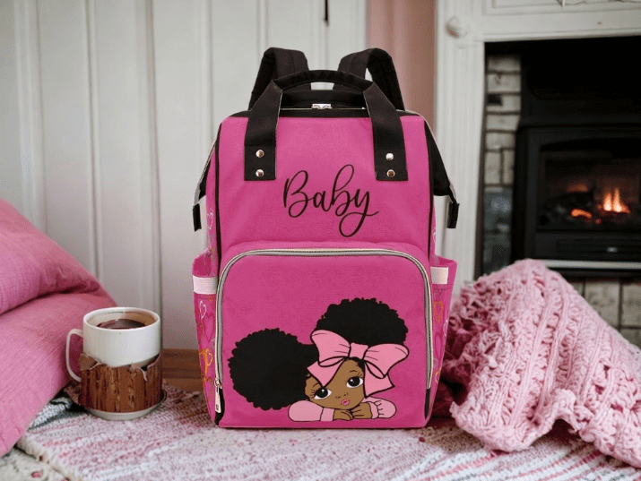 Designer Diaper Bags African American Baby Girl With Afro Pigtails