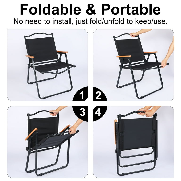 Folding Camping Chair for Adults with Handle and Storage Bag Small Size 253lbs Load Bearing Collapsible Outdoor Furniture for Leisure Beach