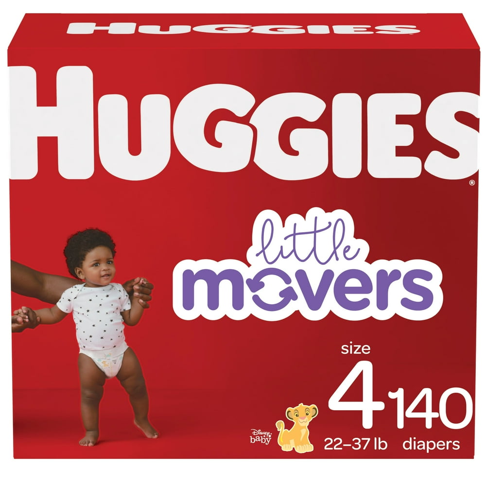 Huggies Little Movers Baby Diapers, Size 4, 140 Ct