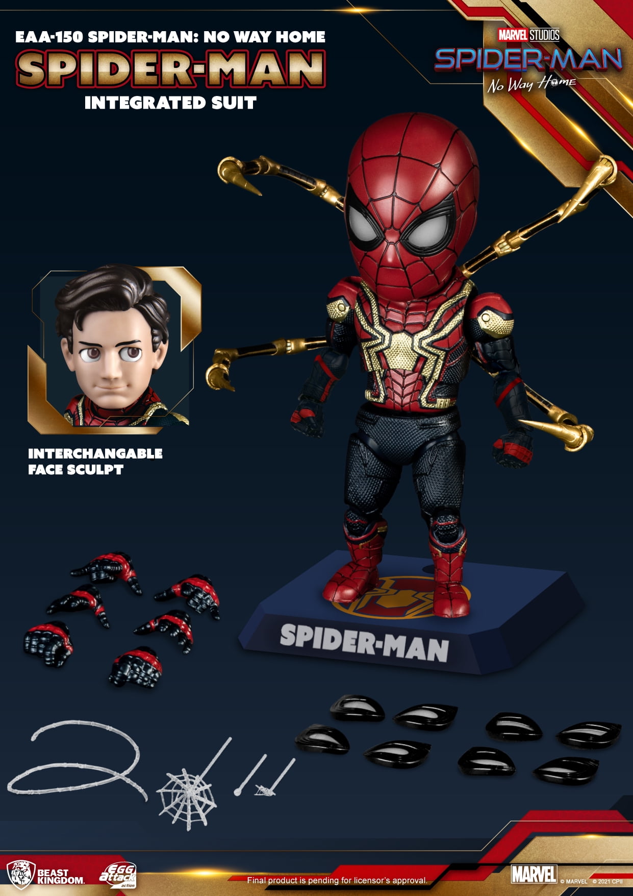 Beast Kingdom No Way Home: Spider-Man Black ＆ Gold Suit EA-041 Egg Attack Statue Figure Multicolor　並行輸入 Marvel Mini Egg Attack Figure Spider-Man: No Way Home