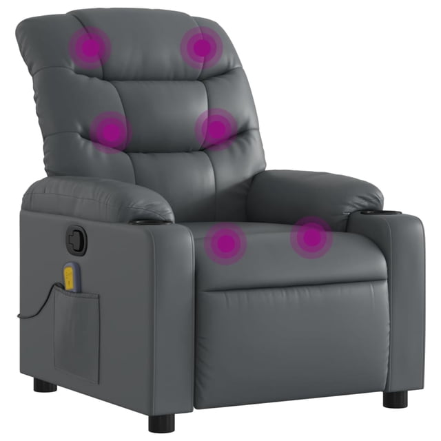 vidaXL Fauteuil Inclinable de Massage en Similicuir Gris