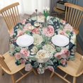 thumbnail image 3 of Pink and White Gouache Floral Pattern Round Table Cloth,Wrinkle Free Table Cover Waterproof Reusable Round Table Clothes for Weeding Birthday Tea Party Decorations (Round,60x60inch), 3 of 6