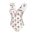 thumbnail image 4 of Yiaed Different Mushrooms Print Women's Ruffled One Piece Swimsuit V Neck Swimwear Slimming Monokini for Woman-X-Large, 4 of 8
