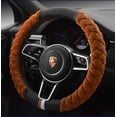 thumbnail image 1 of Universal Car Steering Wheel Cover Fluffy Winter Plush Steering Wheel Cover (A-Brown), 1 of 3