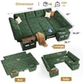 thumbnail image 4 of 8-Seat Large U Shaped Modular Sectional | Pull Out Bed Sleeper Sofa Dark Green/ Reclining Backrest, USB Ports, LED Light & Storage Seat - Tool-Free Assembly, 4 of 8