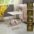 thumbnail image 3 of Posh Vivant Quinton Fin Table Or Blanc Faux Marbre Matériel Magazine Titulaire, 3 of 10