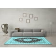 thumbnail image 3 of Ahgly Company Indoor Rectangle Medallion Light Blue Traditional Area Rugs, 3' x 5', 3 of 4