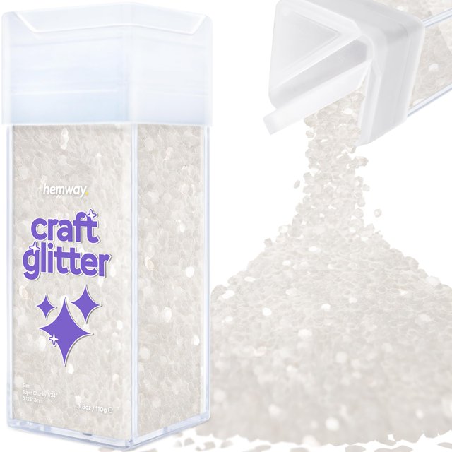 Hemway Craft Glitter Shaker 110 G / 3,9 Oz Glitter Para Manualidades Vasos De Resina Uñas Pintura Decoración Festival Cosmético Cuerpo - Súper Grueso (1/8"" 0,125"" 3 Mm) - Blanco Iridiscente