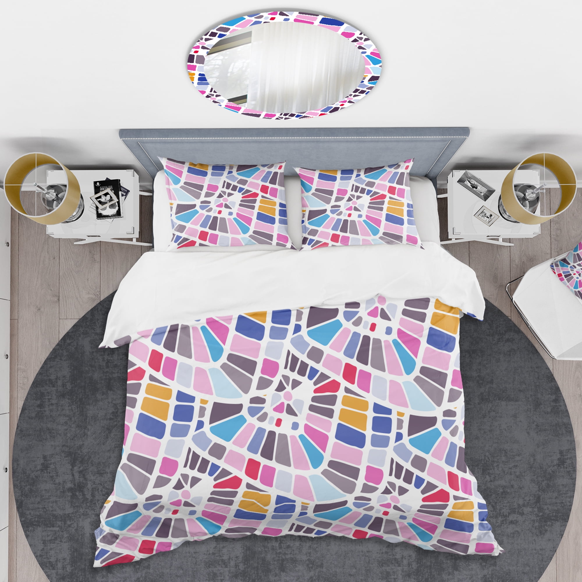 Designart 'Abstract Retro Geometric Pattern I' Mid-Century Modern Duvet Cover Set