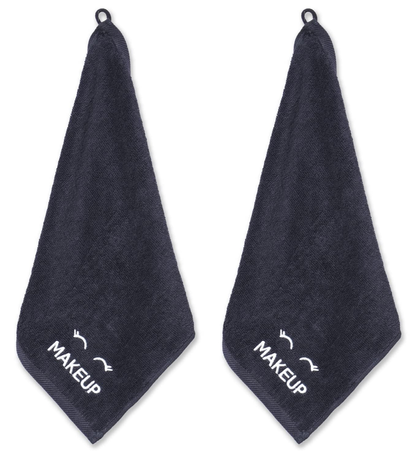 White Classic Bleach Safe Black Makeup Towels - Luxury Ultra Soft Cotton Face Makeup Washcloth for Make up Removal, Home Bathroom Black Cloth Face Towels 12 pack, Black