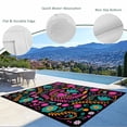 thumbnail image 3 of Colorful Mexico Outdoor Rug for Patio/Deck/Porch, Non-Slip Large Area Rug 4 x 6 Ft, Modern Abstract Flowers Leaf Orange Pink Indoor Outdoor Rugs Washable Area Rugs, Camping Rug Carpet Runner, 3 of 8