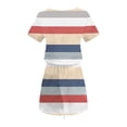 thumbnail image 6 of Cmfcve Stripe Midi Dresses for Women Short Sleeve Tie Front Bohemian Dress V-Neck Drop Waist Pinstripe Dresses with Pockets, 6 of 6