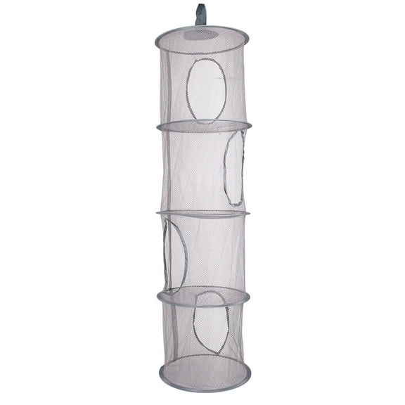 Foldable Hanging Basket Organizer Mesh Storage Bag with 4 Compartments