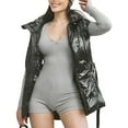 thumbnail image 2 of Gupgi Combishort d'Été pour Femmes, Manches Longues, Fermeture Éclair, Gris, 2 of 9