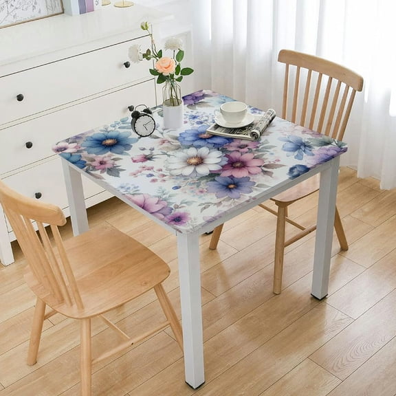 BANET Rectangle Tablecloth Floral Pattern Table Cloth Spill Proof Wrinkle Free Spring/Summer Tablecloths for Washable Polyester Dinner Table Cloths Table Cover Decoration(Rectangle) White