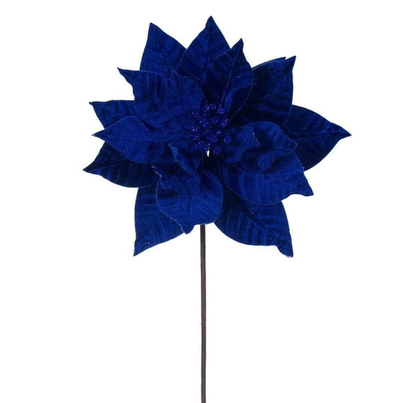 Flor Artificial Vickerman Azul Poinsettia 21.5 cm (Paquete de 6)