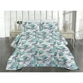 thumbnail image 2 of Ambesonne Tropical Vibes Quilted Coverlet 3 Pcs, Jungle Boho Palms, Queen Size, Seafoam White Dark Indigo, 2 of 4