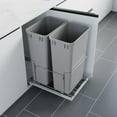 thumbnail image 3 of Dowell B18 Aluminum Base Wastebasket Pullout with Door Mount and Two 50L/52.8Qt/13.2Gal Plastic Bins (4012 0218+50x2), 3 of 16