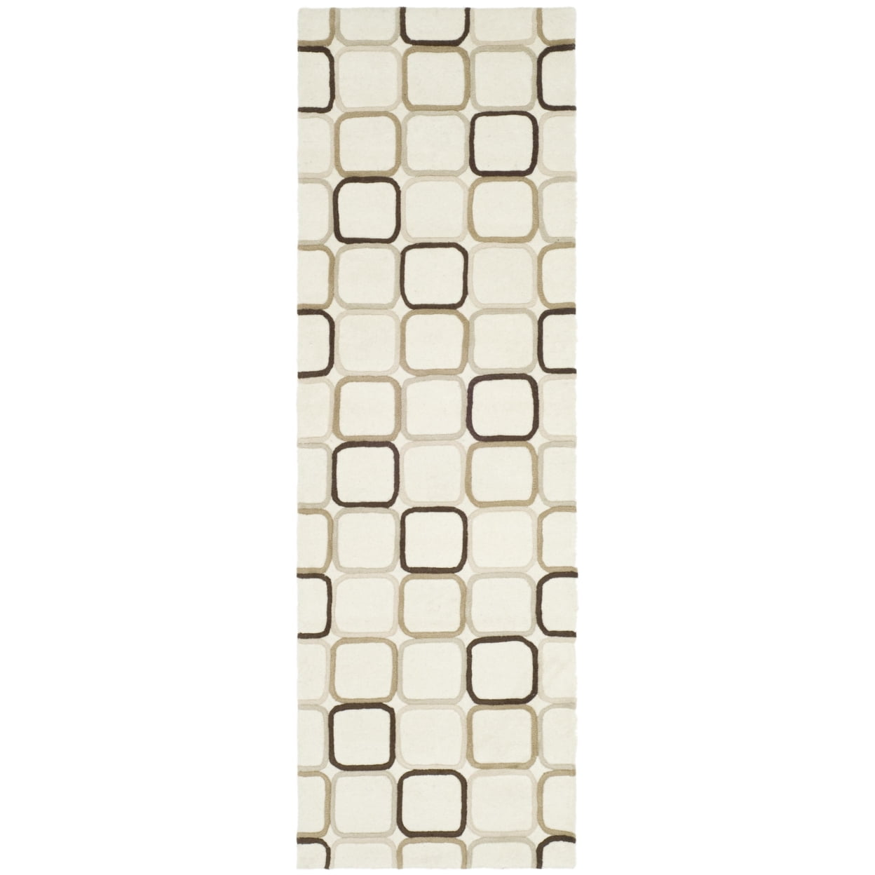SAFAVIEH Soho Phoebe Geometric Wool Runner Rug, Ivory/Multi, 2'6" x 6'