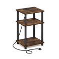thumbnail image 6 of Furinno Just 3-Tier Side Table with Charging Station, Easy Assembly Rustic Brown End Table, Night Stand, Bedside Table with USB and Type-C Charging Port, for Living Room, Bedroom, Amber Oak, 6 of 8