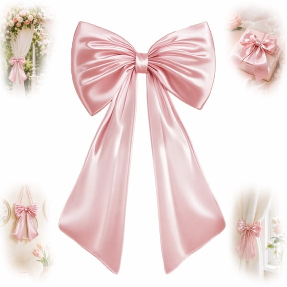 Large Pink Bow,Room Decor, Halloween Decoration,40x24 In Satin Ribbon Tie Birthday Decorations, Giant Pastel Pink Hanging Wall Decor for Ballerina Girl Just Want to Be One